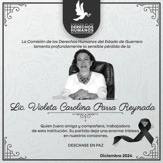 Lamentan el sensible fallecimiento de Violeta Carolina Parra Reynada