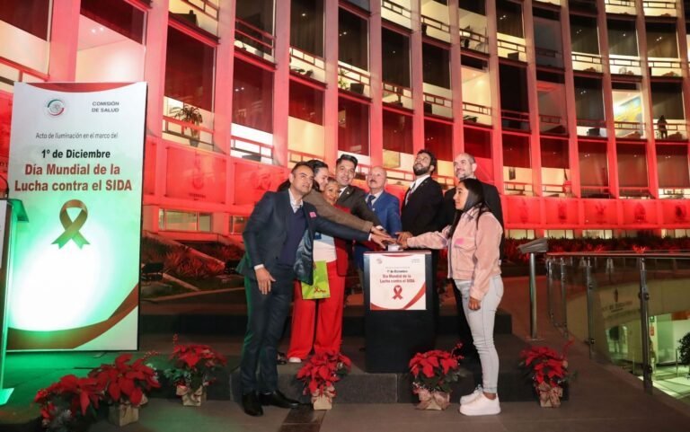 16 días: Se ilumina el Senado de rojo para concientizar sobre la prevención del Sida