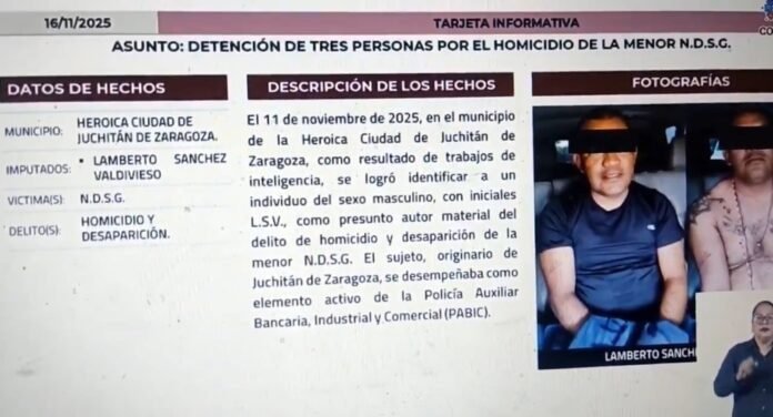 Fiscalía detiene a policía activo de la PABIC como autor material del homicidio y desaparición  de Noelia en Juchitán